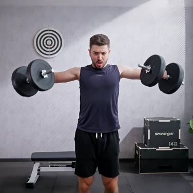 Набір гантелей HOMCOM: 2 гантелі по 25 кг, 2 x 6 дискові навантаження з пластиковою оболонкою, захист підлоги, чорний колір