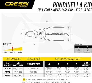Набір для дайвінгу Cressi Rondinella унісекс з сумкою, ласти 33W x 34L