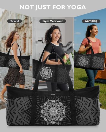 Сумка для йоги Gonex Canvas Extra Large: Водонепроникна спортивна сумка для килимка, блоків та подорожей, Чорна L