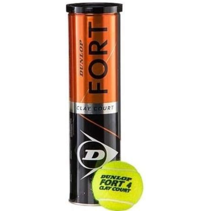 Тенісні м'ячі Dunlop Fort Clay Court для ґрунтових кортів, 12 штук (3 туби по 4 м'ячі)