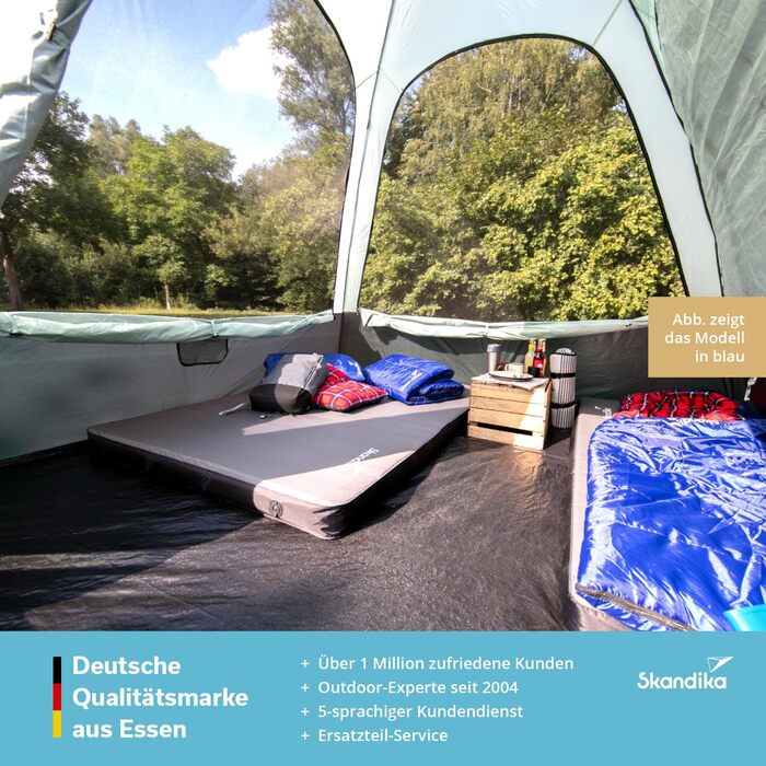 Спальний мішок Skandika Dundee Flanell з бавовни, преміум-якість, з'єднується, двомісний, 3 сезони, до -20°C, 220 x 80/160 см, для кемпінгу та відпочинку на природі (індиго + подушка)
