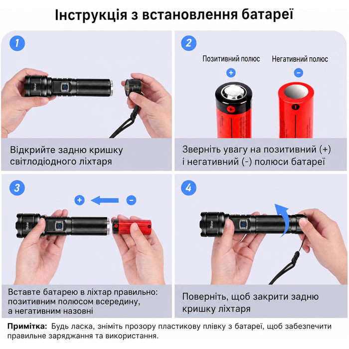 Тактичний LED-ліхтар Blukar, 500 000 люмен, IP67, 5 режимів, водонепроникний, для кемпінгу та активного відпочинку
