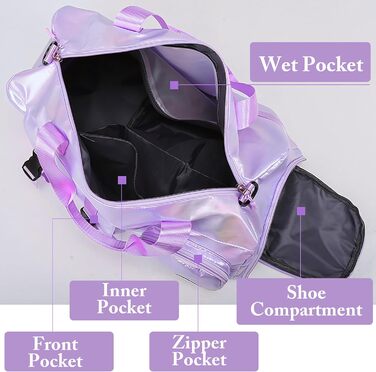 Спортивна сумка для фітнесу та подорожей для жінок і чоловіків з відділенням для взуття та вологих речей, універсальна сумка для залу та плавання + набір наклейок-літер Chenille (26 шт, сині)