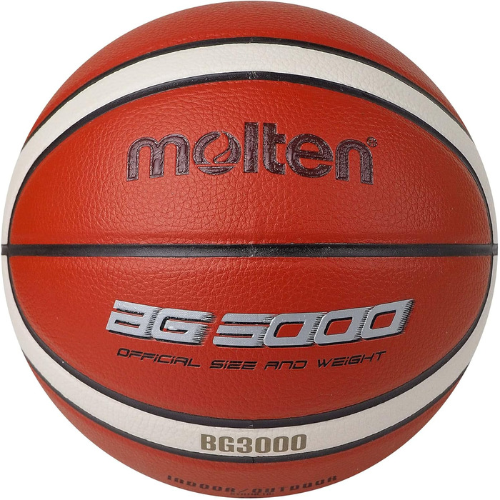 Баскетбольний м'яч Molten BG3000, FIBA, штучна шкіра, для залу та вулиці, оранжево-кремовий, графіті