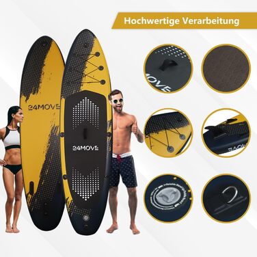 Надувна SUP-дошка 24MOVE® Premium для йоги та серфінгу, 366x80 см, червона, з аксесуарами, подвійний насос, антиковзка поверхня, для дітей і дорослих