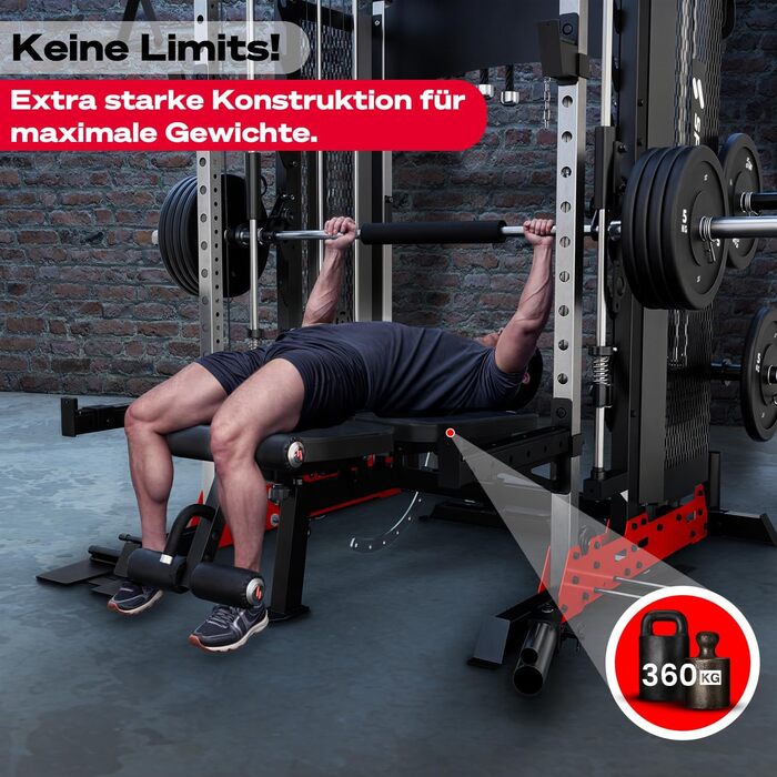 Sportstech Hantelbank BRT700: Багатофункціональна лава для дому, 21 в 1, чорна