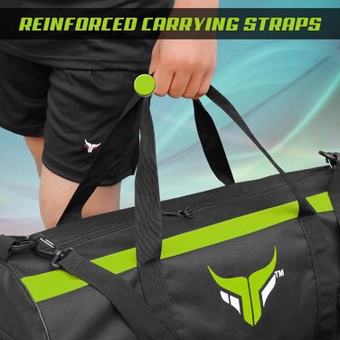 Mytra Fusion спортивна сумка для тренувань з регульованим плечовим ременем, для чоловіків і жінок, дорожня, спортивна, чорна/зелена