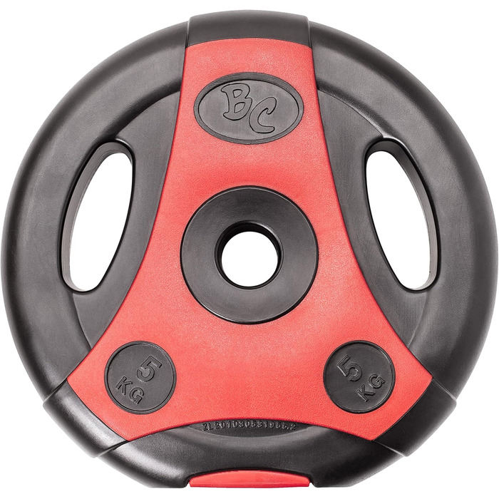 Диски для штанги Bad Company K-Grip з ручками, пластикове покриття, 30/31 мм, 2,5-10 кг (пара) або набір 7,5-30 кг