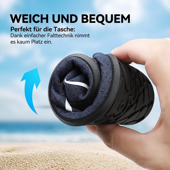 Чоботи для плавання та водних видів спорту: дихаючі, швидковисихаючі, унісекс (45 EU, блакитні лінії)