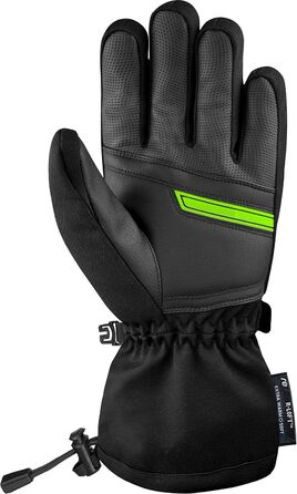 Reusch Унісекс зимові лижні рукавички Crosby R-tex XT, водонепроникна мембрана, теплі спортивні рукавички для сноуборду і катання, чорні/неоново-зелені, розмір 8