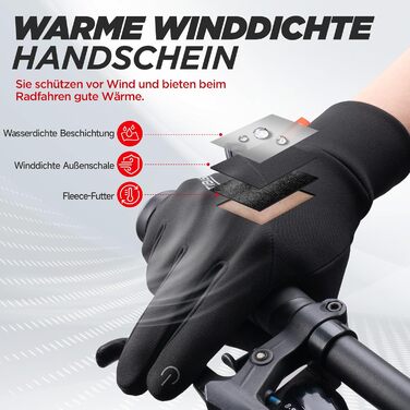 Рукавички термоваріант Ruixue для чоловіків та жінок, чорного кольору (ST-02) - для їзди на велосипеді, спорту, бігу, катання на лижах, піших прогулянок, мотоцикла. Підкладка під рукавички.
