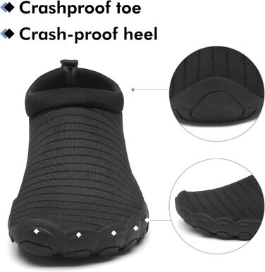 Чоловічі та жіночі аквашузи Mishansha для плавання та відпочинку на пляжі, чорні (42 EU)