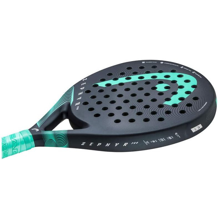 Падельна ракетка Head Zephyr Pro 2023, кругла, 365 г, чорна/синьо-зелена