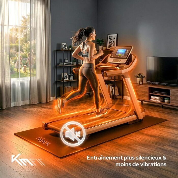 Килимок під тренажер KM-Fit: протиковзкий захисний мат для фітнесу, йоги та пілатесу, шумо- та вібропоглинаючий, 180x60x0.8 см