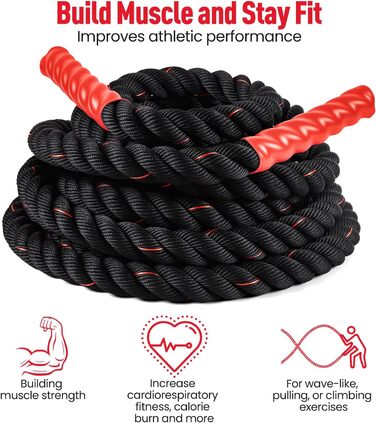 Битва-канат Ultrasport Battle Rope 12м: канат для силової витривалості та м'язового розвитку, функціональне тренування
