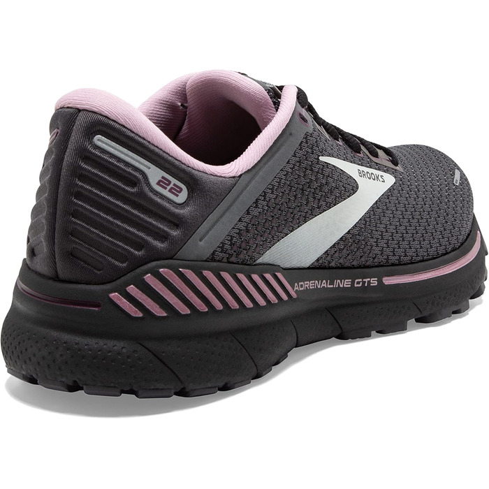 Brooks Adrenaline GTS 22: жіночі бігові кросівки з підтримкою, чорний/блакитний/кораловий, 37.5 EU
