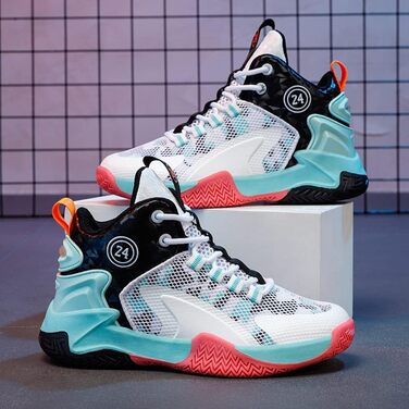 Дитячі баскетбольні кросівки Kinder High-Top з амортизацією, легкі, антиковзкі, дихаючі, унісекс, 38 EU, білі/чорні