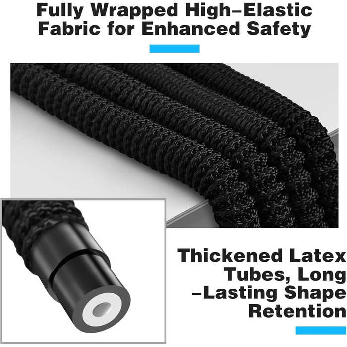 Набір еластичних стрічок FUNFLEX 45 кг для фітнесу: тренажер для пресу з ручками, фіксатором для ніг та дверним кріпленням. Система стрічок опору для дому, залу, м'язового та силового тренування. Чорний, 9 шт.