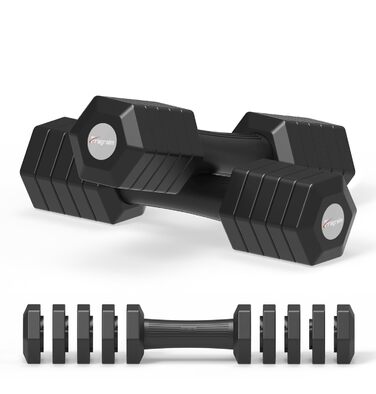 Набір гантелей Fragraim регульовані, 5,44 кг, 4-в-1, для дому, з м'якими ручками, чорний