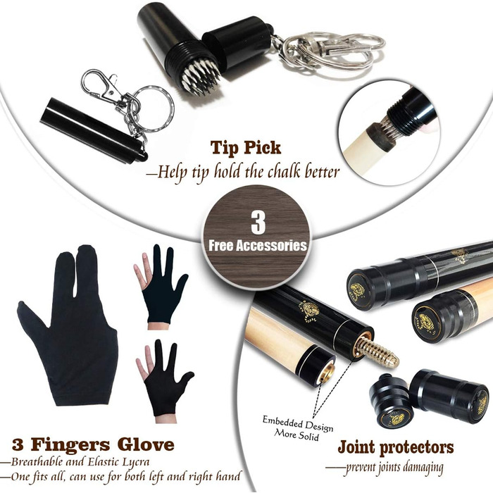 Професійний бильярдний кий Billard-Queuestab з чохлом Hartschalenkoffer, 13 мм наконечник, 147,3 см, тверде дерево (канадський клен), вага 18,19,20,21,22 г, кольори: синій, чорний, червоний, сірий, зелений, аксесуари