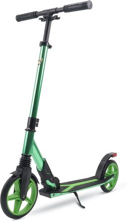 Скутер Lamborghini Tretroller Cityroller Big Wheel: складний, регульована висота, для дорослих та дітей, з підставкою, передньою підвіскою та гальмом на задньому колесі, до 100 кг (зелений)