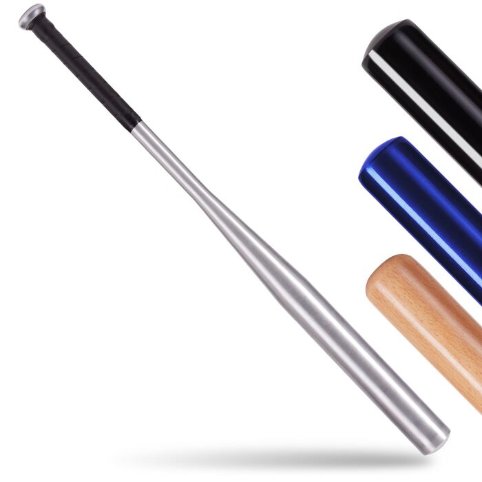 Бейсбольна бита: дерев'яна або алюмінієва, міцна, з неслизькою ручкою, 81 см (срібна, алюміній)