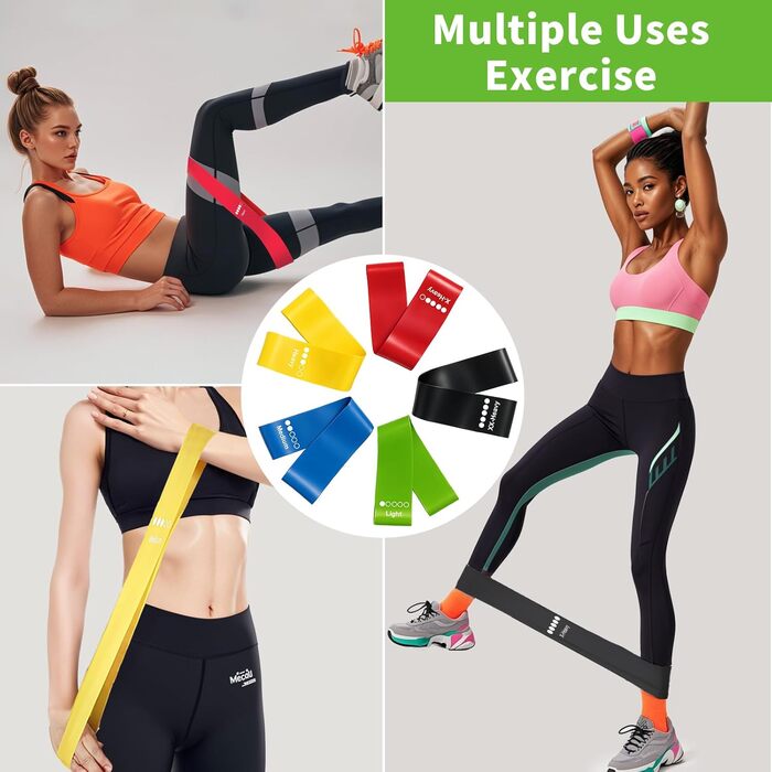 Набір фітнес-гумок 5 шт., гумки для фітнесу з 5 рівнями опору, гумки для фітнесу, йоги, пілатесу та силових тренувань