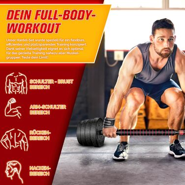 Набір гантелей 2 в 1 Hanteln Set 15-30kg: регульовані гантелі, штанга, з'єднання 30 кг