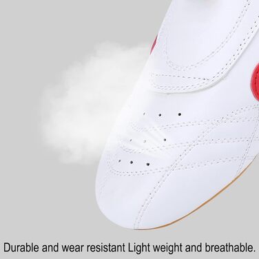 Таекундо - спортивні кросівки, унісекс, дихаючі, для боксу, кунг-фу, тай-чі, фітнесу, гімнастики, легкі, для дітей та дорослих (36 - білий та червоний)