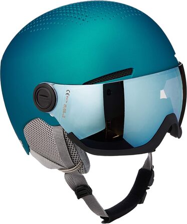 Дитячий лижний шолом ALPINA ZUPO VISOR Q-LITE з візором, посиленою контрастністю, синій матовий, легкий, розмір 48-52 см