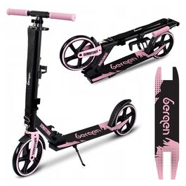 Самокат міський Bergen City Scooter Downtown, алюмінієвий, складаний, 3.3 кг, колеса 200 мм, регульована висота, для дітей від 6 років, підлітків та дорослих до 100 кг, чорний/рожевий