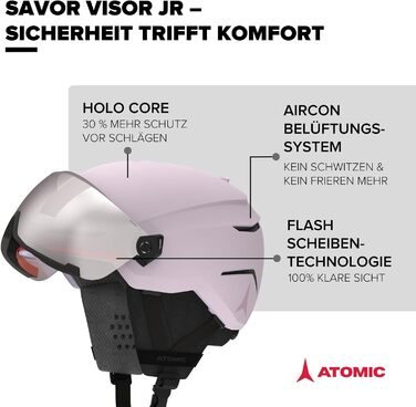 Гірськолижний шолом ATOMIC Savor Visor JR для дітей, лаванда, розмір 51-55 см