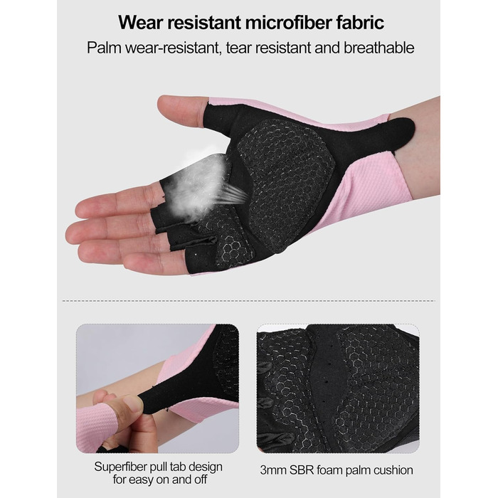 Велосипедні рукавички INBIKE Habfinger для чоловіків, літні, ударостійкі, дихаючі, світловідбиваючі, зелені (L, Рожевий)