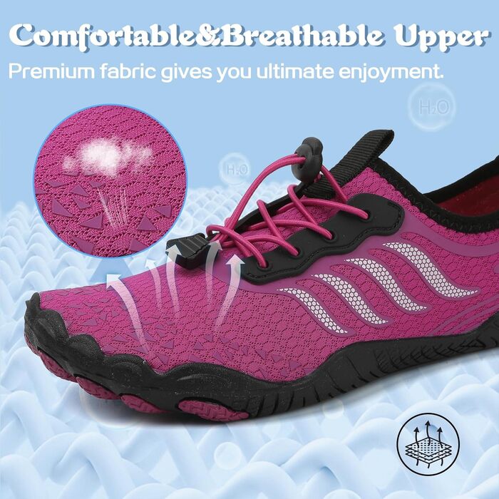 Чоботи для плавання чоловічі та жіночі, аквашузи, шкарпетки для плавання, літні, швидковисихаючі, для серфінгу, розмір 38 EU, фіолетовий