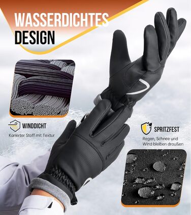 Рукавички PULIOU для чоловіків та жінок, зимові термо-рукавички для велосипеда, тепла зимова модель, вітронепроникні, з підтримкою сенсорного екрану, спортивні рукавички для бігу, їзди на велосипеді, альпінізму, чорного кольору