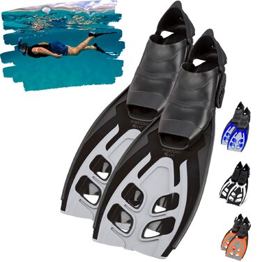 Ласти для снорклінгу та дайвінгу Khroom Flossen (Італія) 36-47, чорно-сірі, унісекс, регульовані