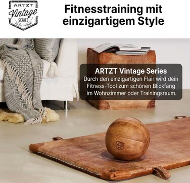Медичний м'яч ARTZT Vintage Series зі шкіри, для силових тренувань, ручна робота, Німеччина