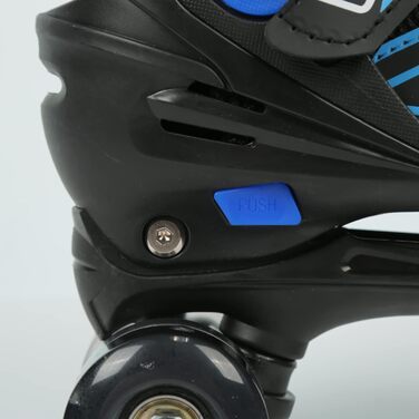 Роликові ковзани класичні для дівчаток та хлопчиків, з/без світлодіодами, розмір M (32-37) (S (27-32), блакитно-чорні)