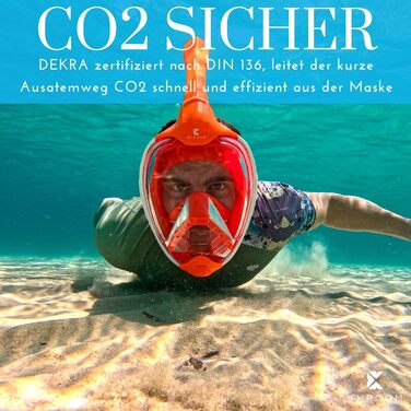 Маска для снорклінгу Khroom Seaview X для дорослих і дітей, перевірена DEKRA, безпечна від CO2, повнолицева, альтернатива комплекту для підводного плавання
