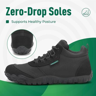 Босими кросівки для чоловіків та жінок Saguaro: легкі, зручні, з нульовим дропом, розмір EU 36-48, чорний