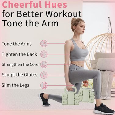 Регульований набір гантелей з кулькою, 4 в 1 (2,5 кг, 3,5 кг, 4,5 кг, 5,5 кг) для жінок, набір гантелей 2 шт. для домашнього спортзалу, фітнес, тренування, зелений