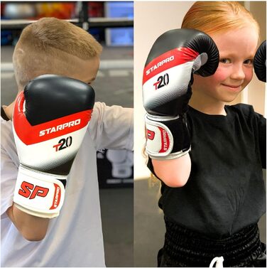 Дитячі боксерські рукавички Starpro T20 для маленьких рук - 6-10 років, чорний колір, 6oz