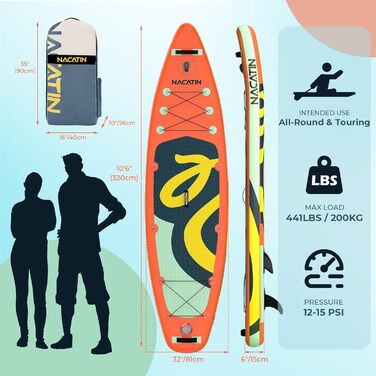 Надувна SUP-дошка 10'6'' з комплектом для каяка, повний набір для дорослих: весло, сидіння, рюкзак, аксесуари