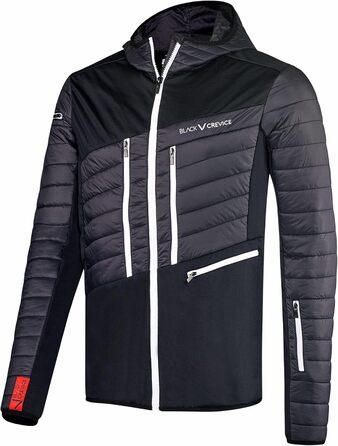 Чоловіча лижна куртка Black Crevice для гірських походів, тепла зимова куртка з нейлону, водонепроникна та вітрозахисна, з високою свободою рухів, чорно-біла (S, чорний)