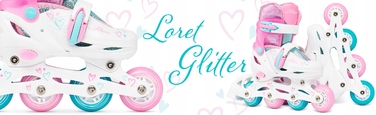 Регульовані ролики RAVEN Loret Glitter White/Mint/Pink (розмір 30-33) з LED-колесами