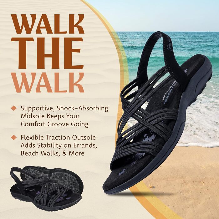 Жіночі спортивні сандалії Skechers Reggae Slim - Simply Stretchy Hands Free Slip-ins, чорні, розмір 40 EU