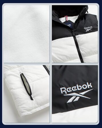 Куртка чоловіча Reebok Rbk Heavy Puffr V2, альтернатива пуху, оливковий/листя (S, чорний/білий)