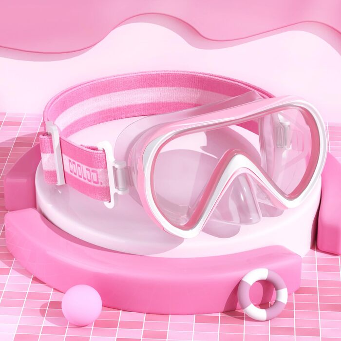 Дитячі маски для снорклінгу COOLOO з панорамним оглядом 180° HD, антизапар, анти-тік, для дітей 4-16 років (рожевий)