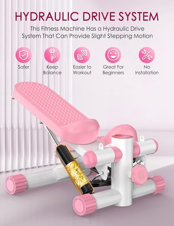 Міні-степер KitGody для тренувань: компактний, з опором, рожевий | Для дому