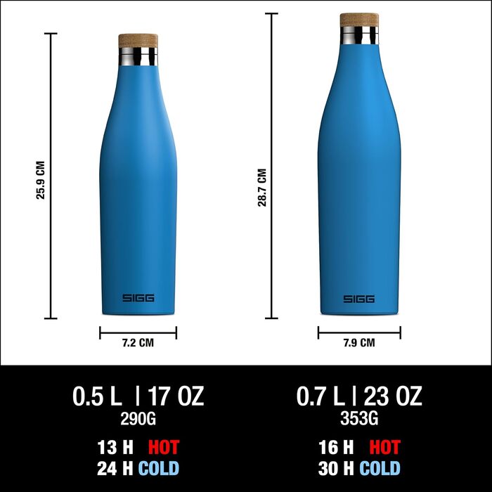 Термос пляшка SIGG Meridian з нержавіючої сталі 0,5/0,7 л, ізольована, герметична, BPA-free, бамбукова кришка